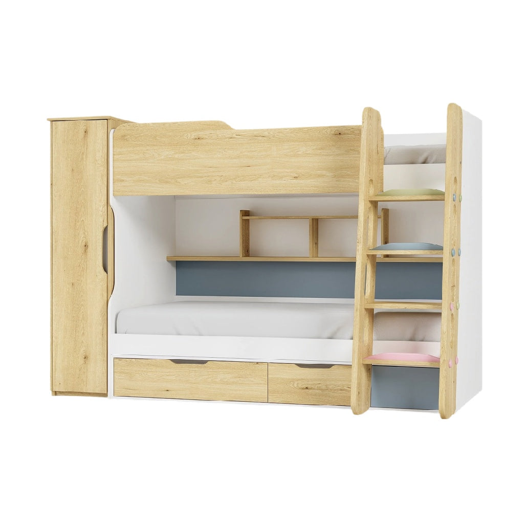 技术标题（荷兰语）: **Bunkbed met opbergruimte en kleurrijke stappen**
